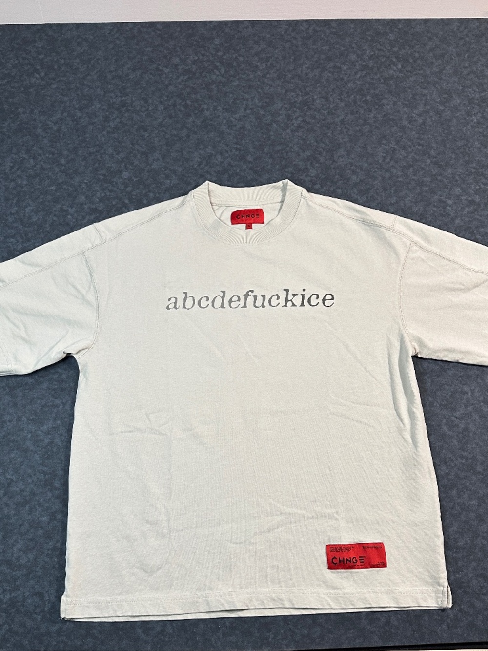 CHNGE 'abcdefuckice' Boxy Tan Graphic T Shirt Size Medium